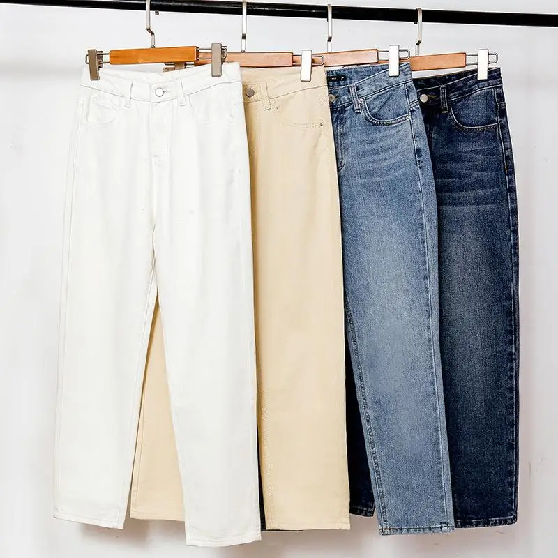 

High Waist Jeans Woman Vintage Femme Jeans Fashion Denim Blue Black White Trousers S-2XL Femme Pantalon Stretch Pantalon