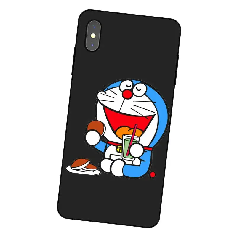 P048 Doraemon Черный силиконовый чехол для Apple iPhone 11 Pro XR XS Max X 8 7 6 6S Plus 5 5S SE |
