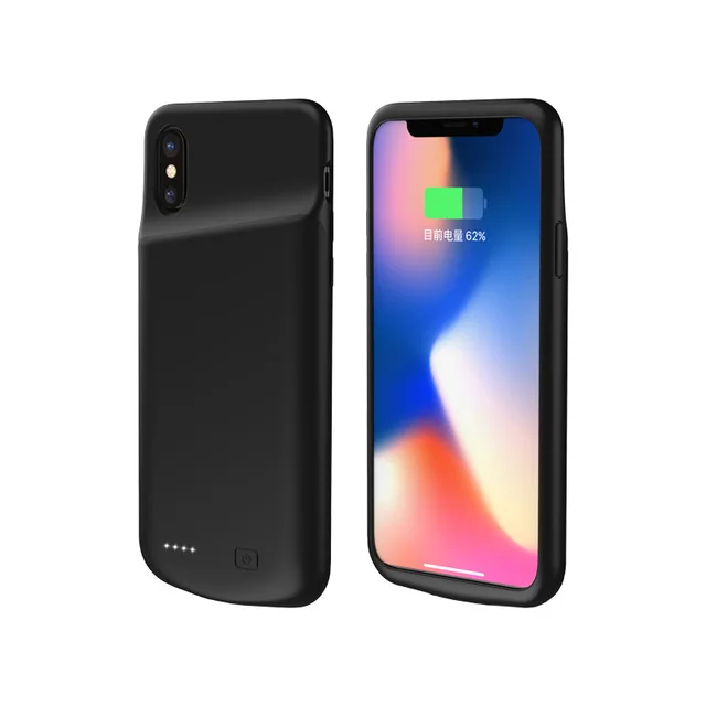 Черный Чехол питания для iPhone X XS, чехол для зарядного устройства, 4000 мАч, внешний силиконовый чехол-аккумулятор с аудио - Цвет: Черный