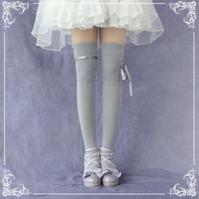 Princess sweet lolita stockings Japanese Sweet Hollowed-out Tie with Butterfly Knee stockings Lolita Lovely stockings WXL094