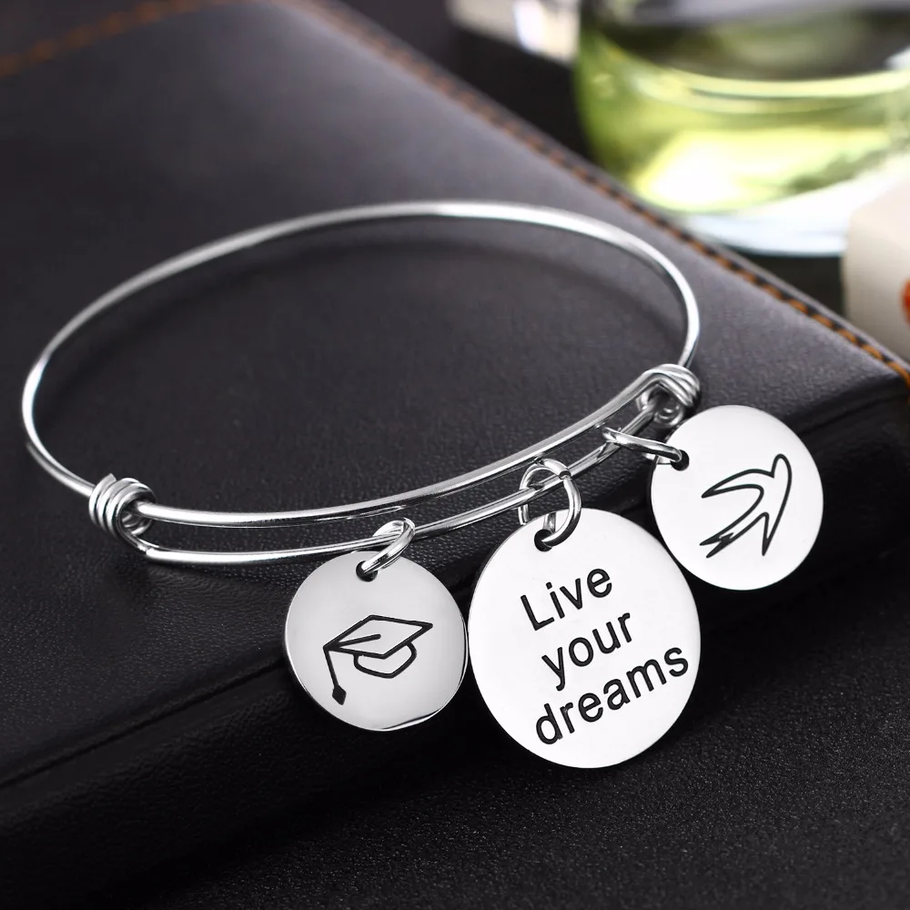 Фото Браслет из нержавеющей стали с надписью «Live Your Dreams» №2