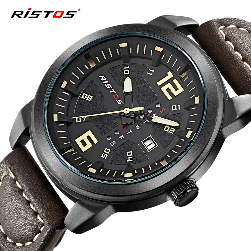 Бренд ristos Shark спортивные часы для мужчин Дата День календарь корпус из
