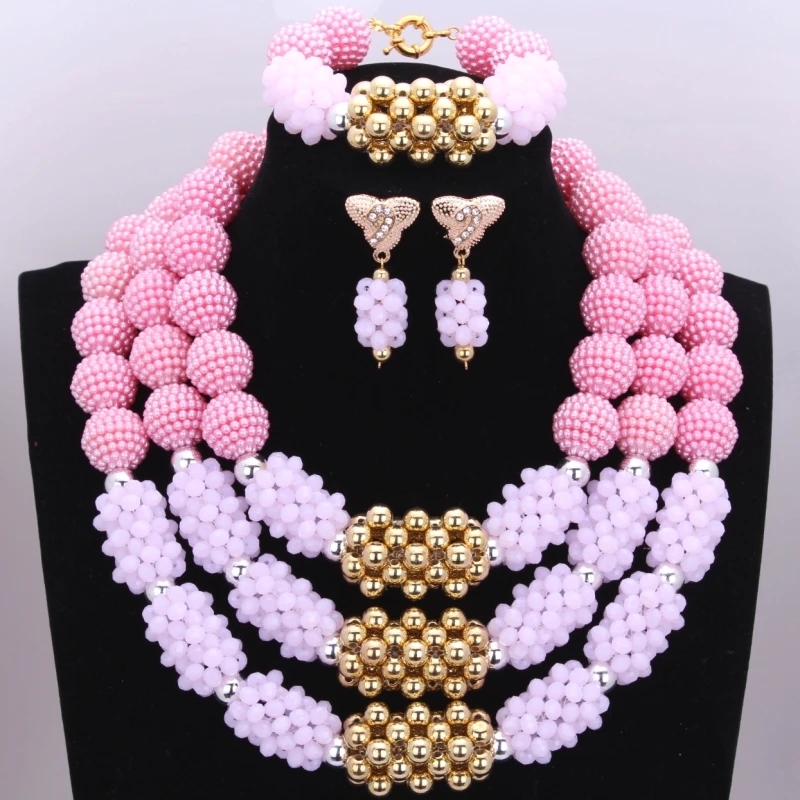 Милый розовый комплект ювелирных изделий ожерелье из ткани колье каскадом для