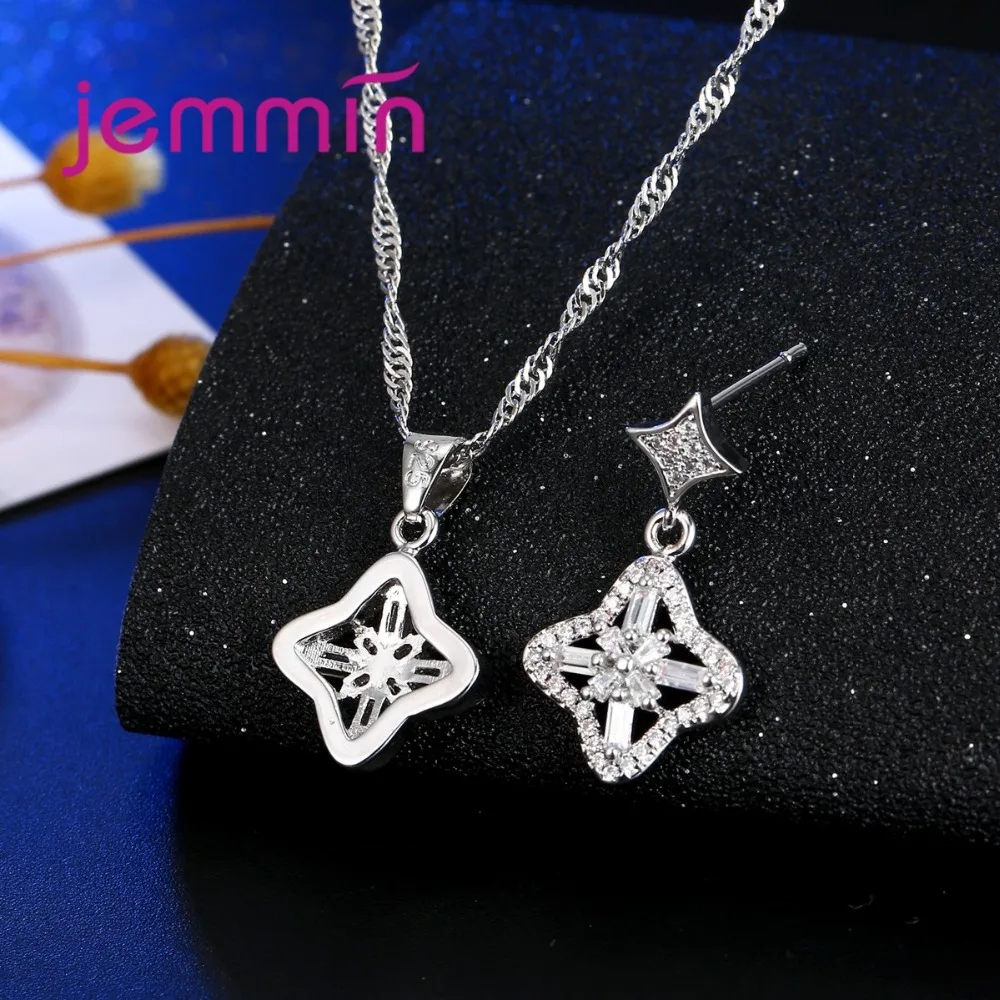 Женский комплект из колье и серёг серебра 925 пробы | Украшения аксессуары