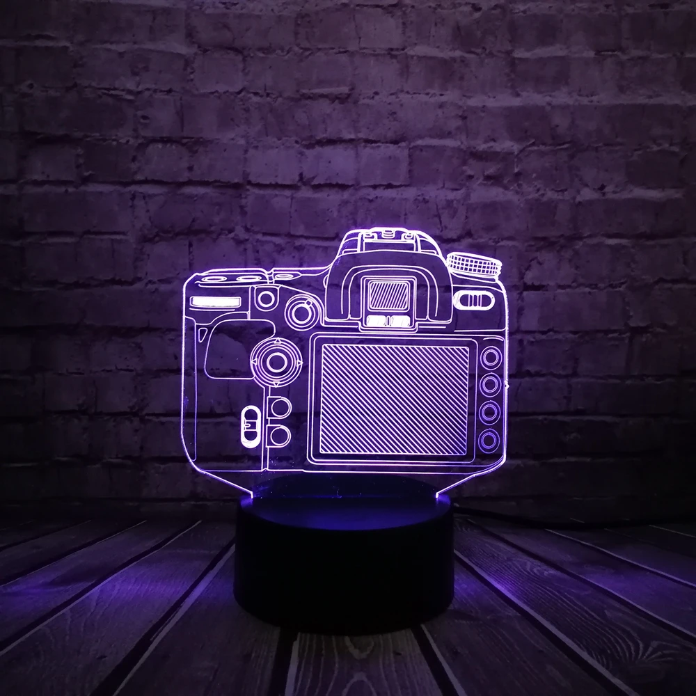 Модель камеры многоцветная изменение 3D лампа настольная декоративная рядом