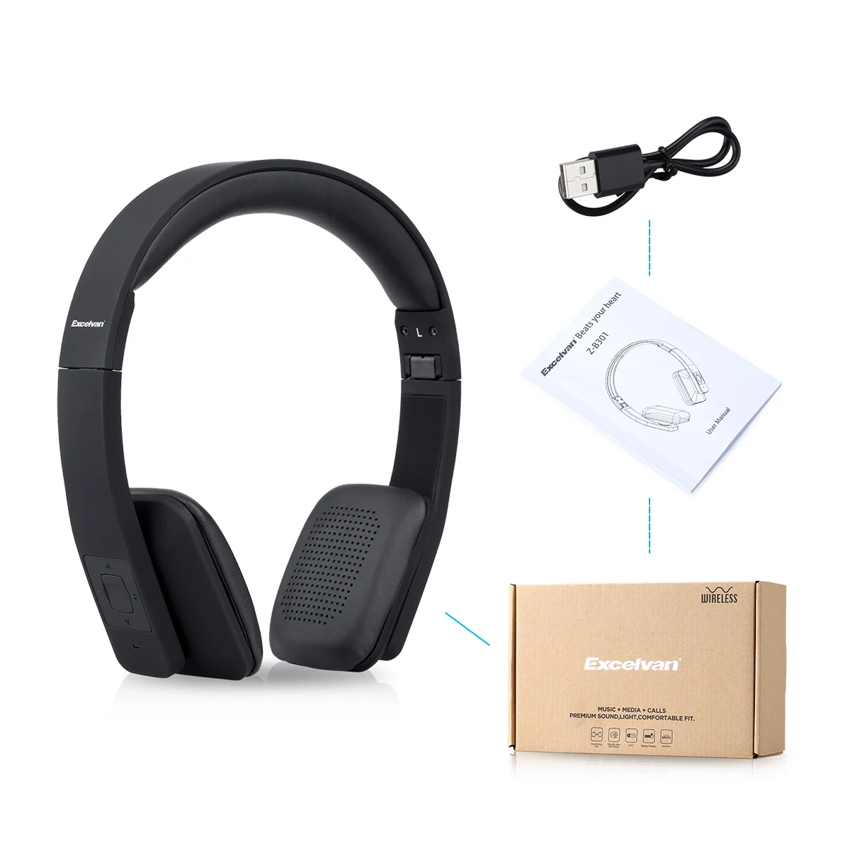 Excelvan Z B301 Беспроводная Bluetooth 4 1 Регулируемая микрофонная телескопическая fordable
