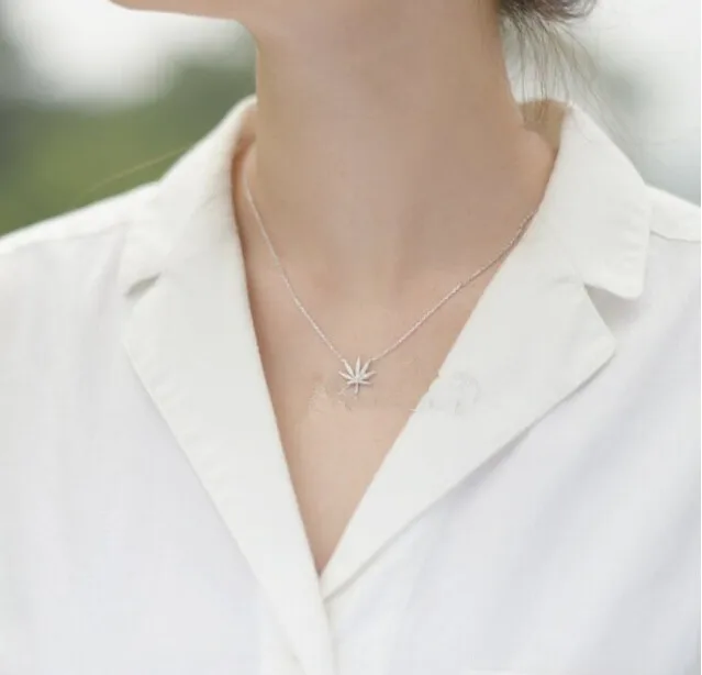 Новый красивый ожерелье кленовый лист простой марихуаны элегантная фотография