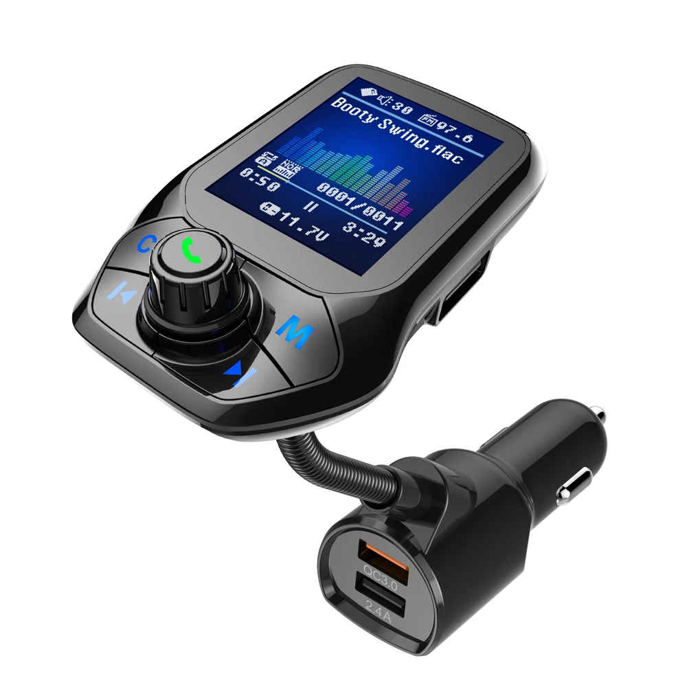 Siparnuo беспроводной Bluetooth fm-передатчик модулятор Hands-free автомобильный комплект 1,8 дюймов цветной экран MP3-плеер с 5 В QC3.0 Dual USB