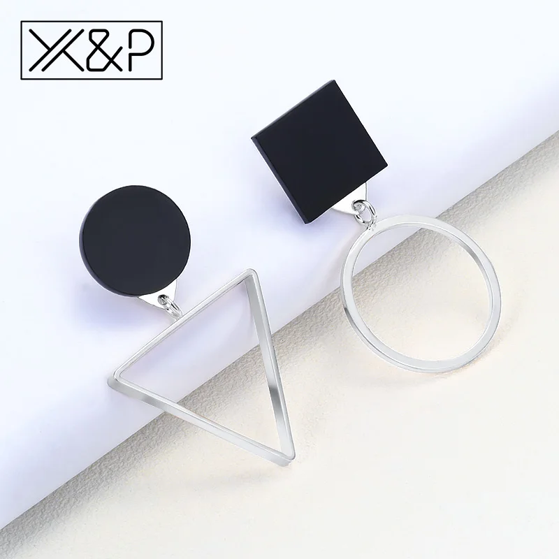 X & P модные роскошные Асимметричные геометрические Серебряные длинные висячие