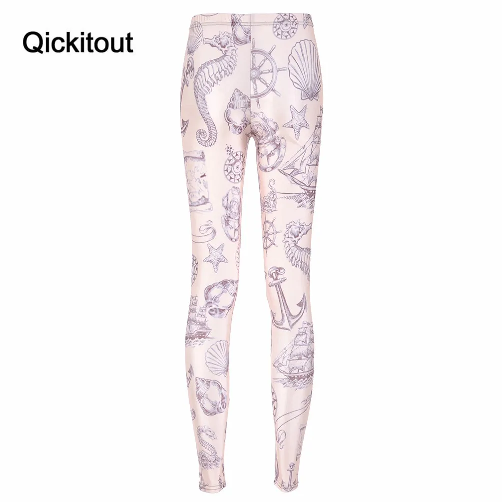Qickitout Hot Sexy моды Пиратская Легинсы Брюки для девочек цифровая печать Морской Brown