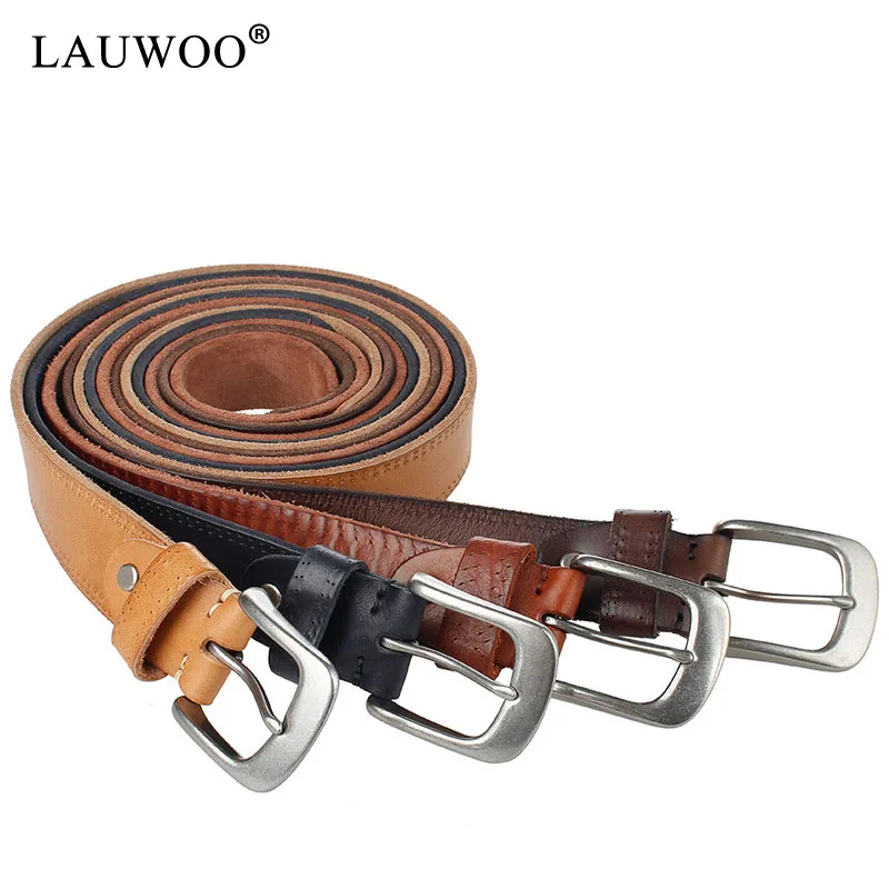 LAUWOO Men belt leather original Top grain Casual belts Pin buckle genuine men Cowhide strap Male Cinto | Аксессуары для одежды