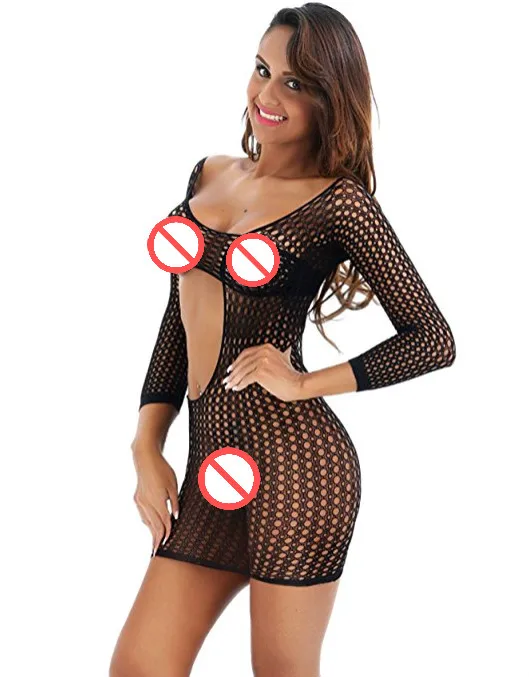Sexi Женское боди Черное женское нижнее белье нейлоновое Ажурное сексуальное