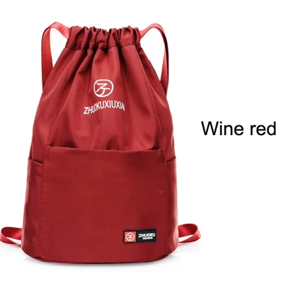 Wine red Женские нейлоновые рюкзаки для девочек-подростков, маленькие школьные сумки на плечо с завязками для подростков, однотонные школьные рюкзаки - Цвет: Wine red