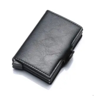 Black double wallet Автоматический кредитный держатель для карт s бизнес мужской чехол для ID карты модный RFID держатель для карт алюминиевые кошельки для банковских карт - Цвет: Black double wallet