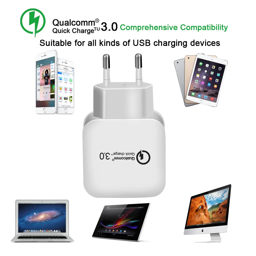 18W Quick Charge 3.0 EU Plug Charger Fast Wall USB Adapter for iphone Huawei Samsung Xiaomi HTC Sony Phone Chargers | Мобильные