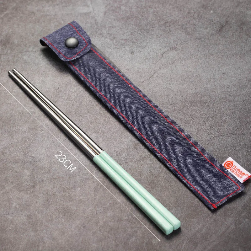 Long Green Китайские палочки для еды VandHome, портативные палочки для путешествий для палочек из нержавеющей стали 304 - Цвет: Long Green