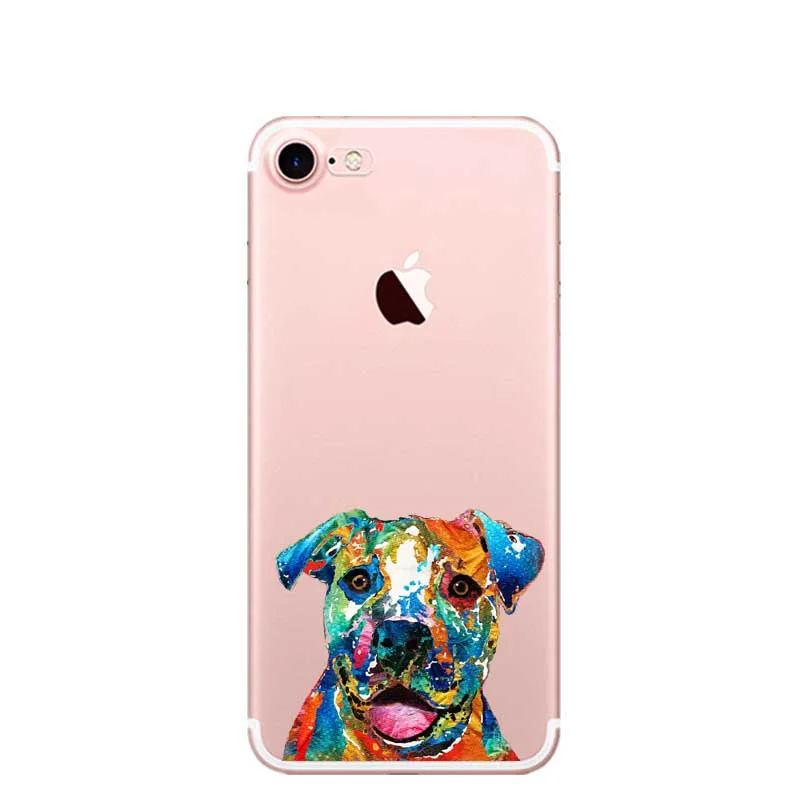 Art PitBull тату дизайн собака лицо прозрачный мягкий ТПУ чехол для телефона iPhone 5 5S SE 6 6 S Plus 7 XR XS Max 8 8 Plus X 10 чехол