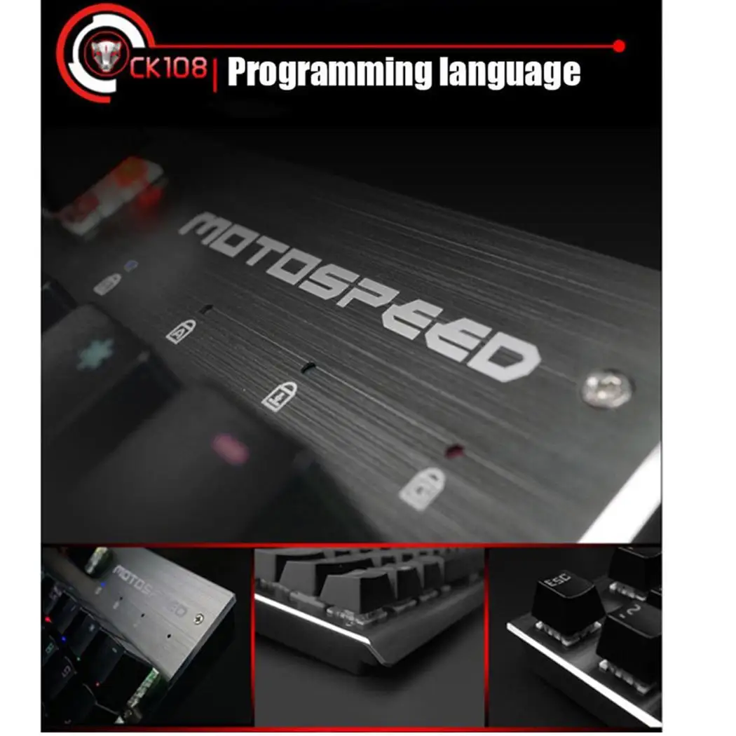MOTOSPEED CK108 игровая клавиатура Проводная LED 104 клавиша RGB Gaming All. Черный настольный USB