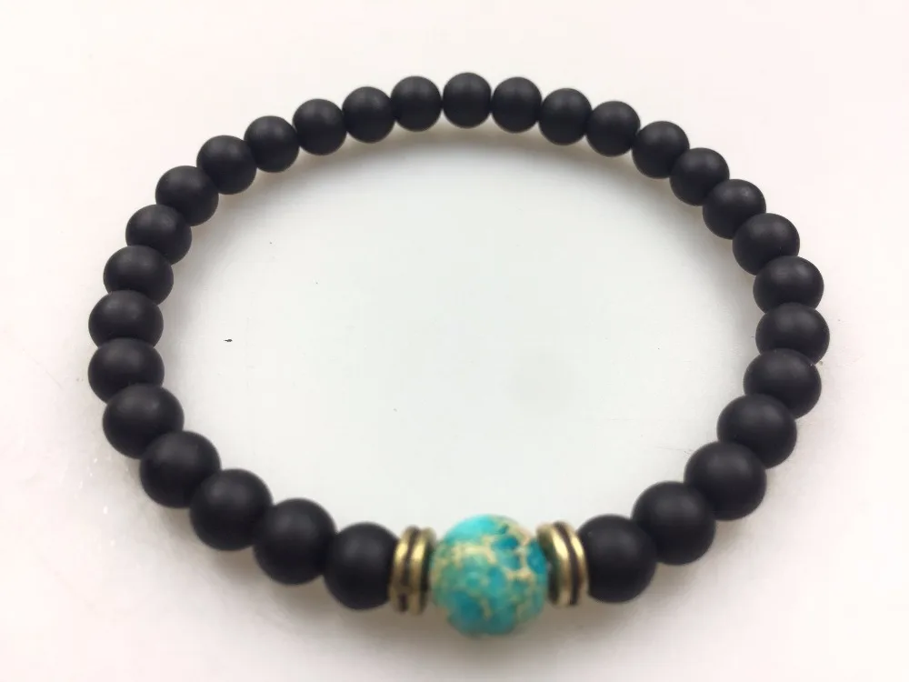 Natural Stone Bracelets 6MM Matte Onyx 8MM ImperialJasper Black Blue Regalite Bracelet Fashion Men's | Украшения и аксессуары