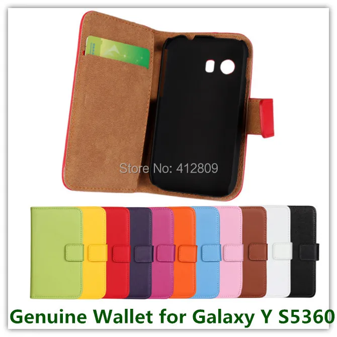 Модный складной чехол из натуральной кожи для samsung Galaxy Y S5360 подлинный кошелек ID