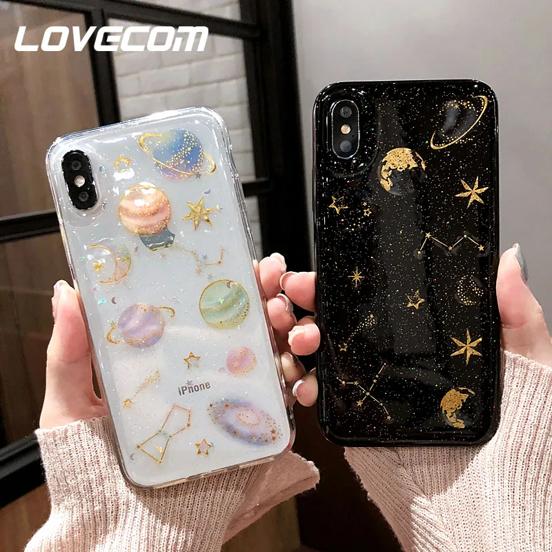 Чехол для телефона LOVECOM с планетами и звездами iPhone 11 XS Pro Max XR X 7 8 Plus мягкая накладка