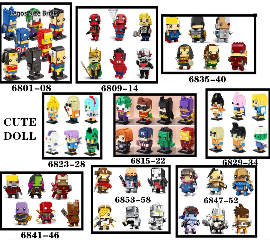 Новый Brickheadz Супергерои Мстители Бесконечность война Мини милая кукла модель