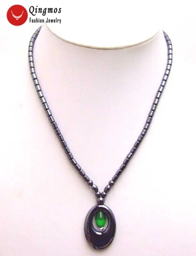 Женское Ожерелье Qingmos ожерелье из черного гематита 18 дюймов с овальным гематитом