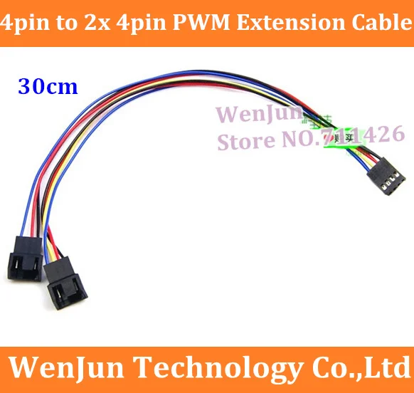 Big Discount PC Cooling Fan 4pin to 2x 4pin PWM Extension cable 4pin Y-Splitter Adapter Cable  30cm