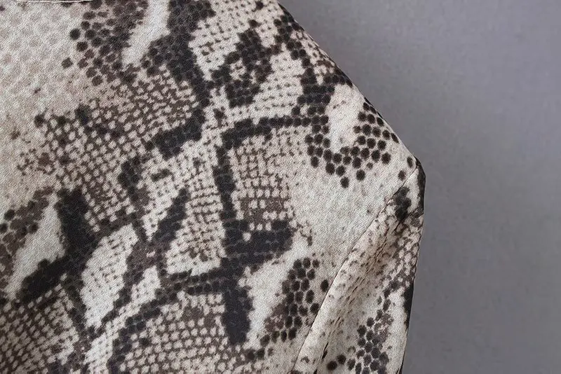 Женская блузка с принтом змеиной кожи Повседневная Блузка оборками и завязками