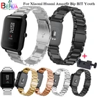 Браслет металлический из нержавеющей стали для Xiaomi Huami Amazfit Bip BIT, Молодежный ремешок, ремешок для часов с регулируемым инструментом, сменный Браслет