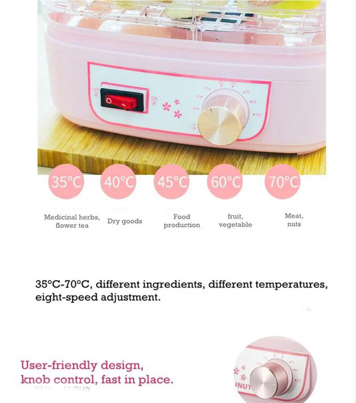 Dried Fruit Vegetables Herb Meat Machine Household MINI Food Dehydrator Pet Meat Dehydrated 5 trays Snacks Air Dryer EU US
