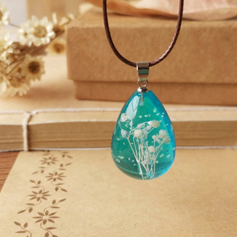 SUTEYI простое ожерелье с натуральными сушеными цветами блестящее хрустальные