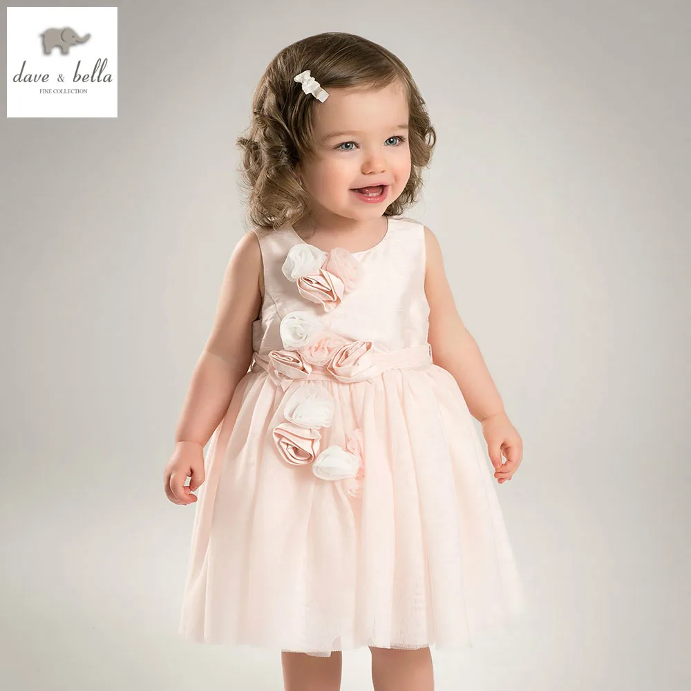 Dave bella/летнее платье принцессы для маленьких девочек детское с цветами свадебное
