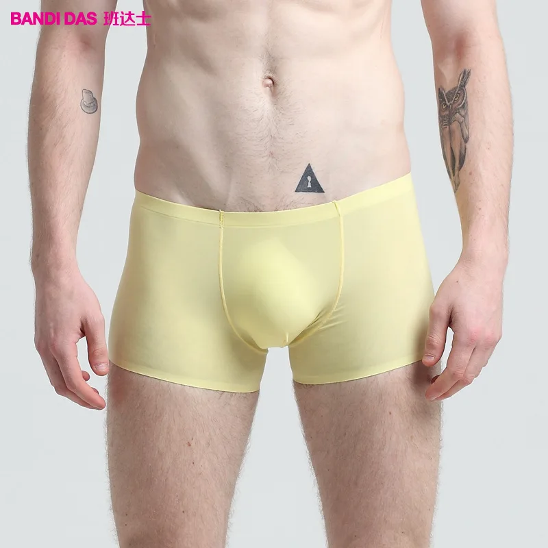 Ультратонкие гладкие мужские трусы из вискозы нижнее белье боксеры розовые