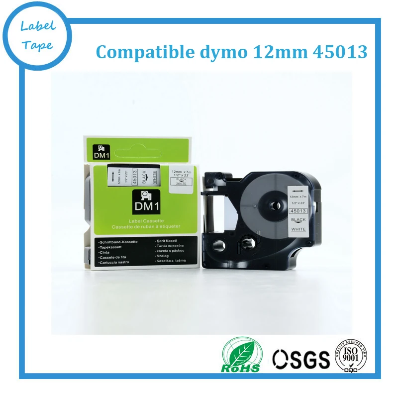 

Free shipping 3pcs 12mm black on white DYMO 45013 labels Compatible DYMO D1 label tapes