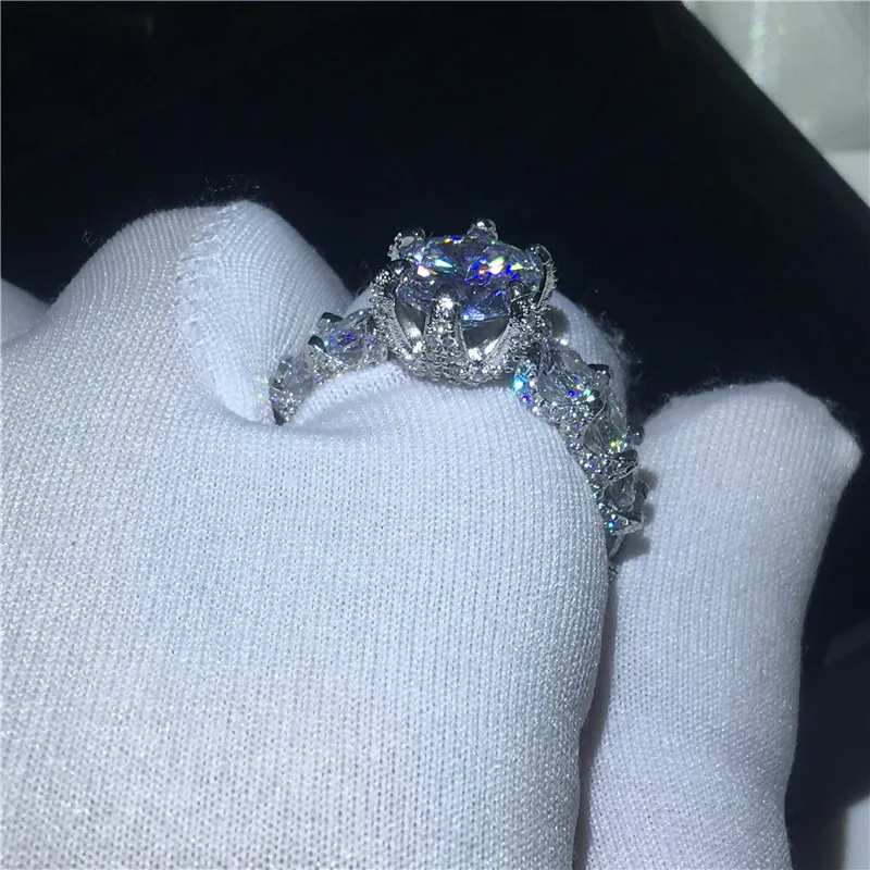 Винтажное кольцо обещания 3ct AAAAA Cz камень серебряного цвета обручальное для
