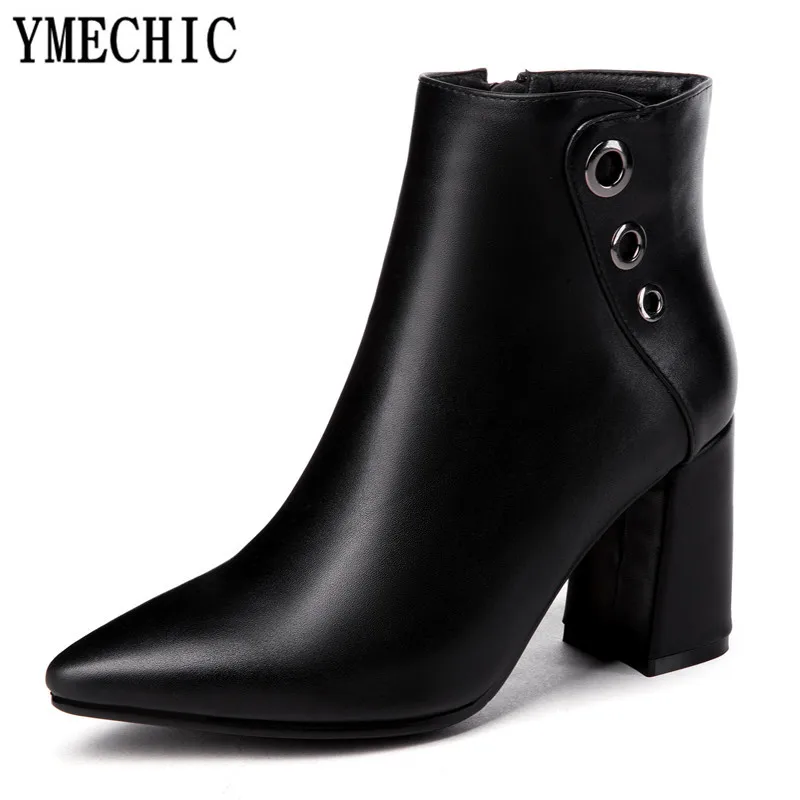 YMECHIC/2018 элегантная Офисная Женская обувь сезон осень зима черные женские