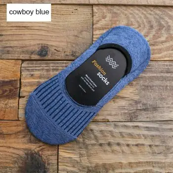5pairs cowboy blue MWZHH новые стильные летние тонкие мужские невидимые носки дышащие Харадзюку Ретро 10 цветов светильник хлопковые силиконовые Нескользящие носки - Цвет: 5pairs cowboy blue