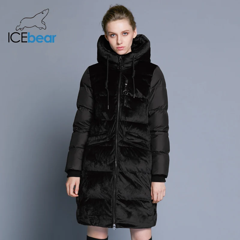 ICEbear2018 новый высокого качества Зимняя бархатная куртка Толстая теплая Женская