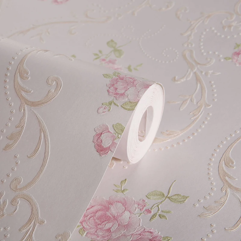 

Country 3D Florals Wall Paper Roll Modern Wallpaper Embossed Textured Flowers Home Decoration