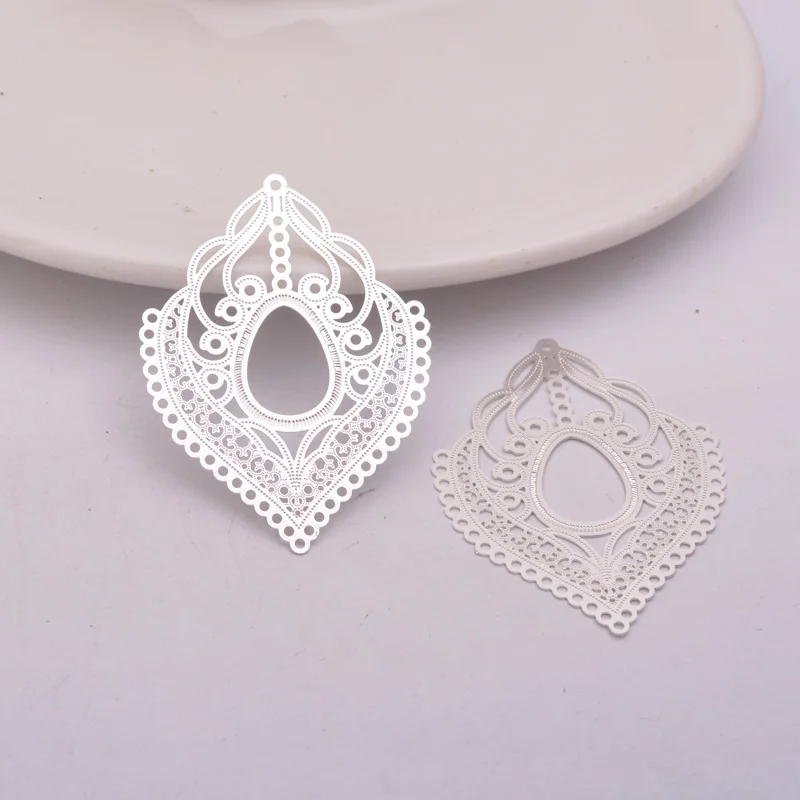 Silver 30 шт. AB5416 30*40 мм ожерелье форма ювелирные изделия Подвески Filigrane Feuille bijoux Эмаль кулон ювелирные изделия серьги - Окраска металла: Silver