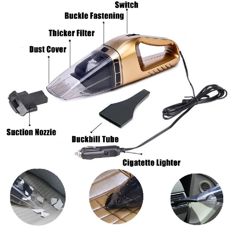 Портативный автомобильный пылесос легкий влажный и сухой двойного назначения