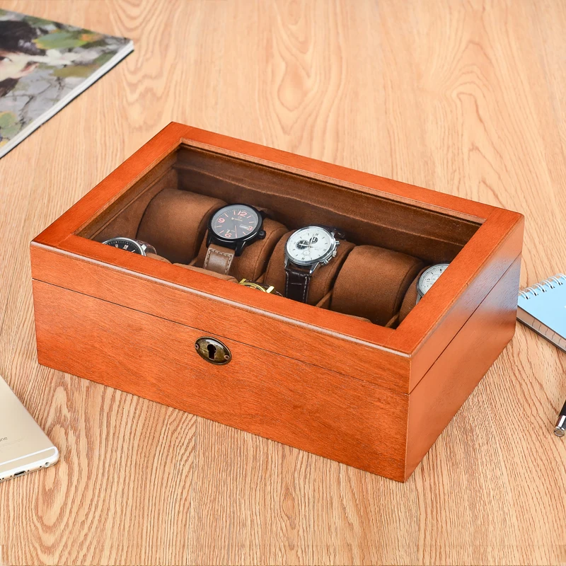 Деревянная коробка для часов чехол 10 слотов роскошный деревянный органайзер с