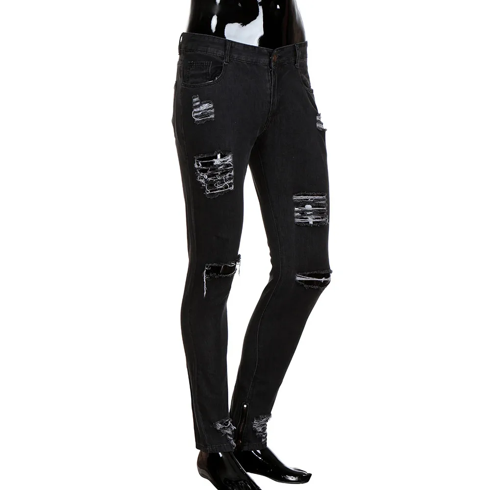 

Mens Skinny Stretch Denim Pants Streetwear Distressed Ripped Freyed Slim Fit Jeans Trousers Clothes Pencil Pants a0328