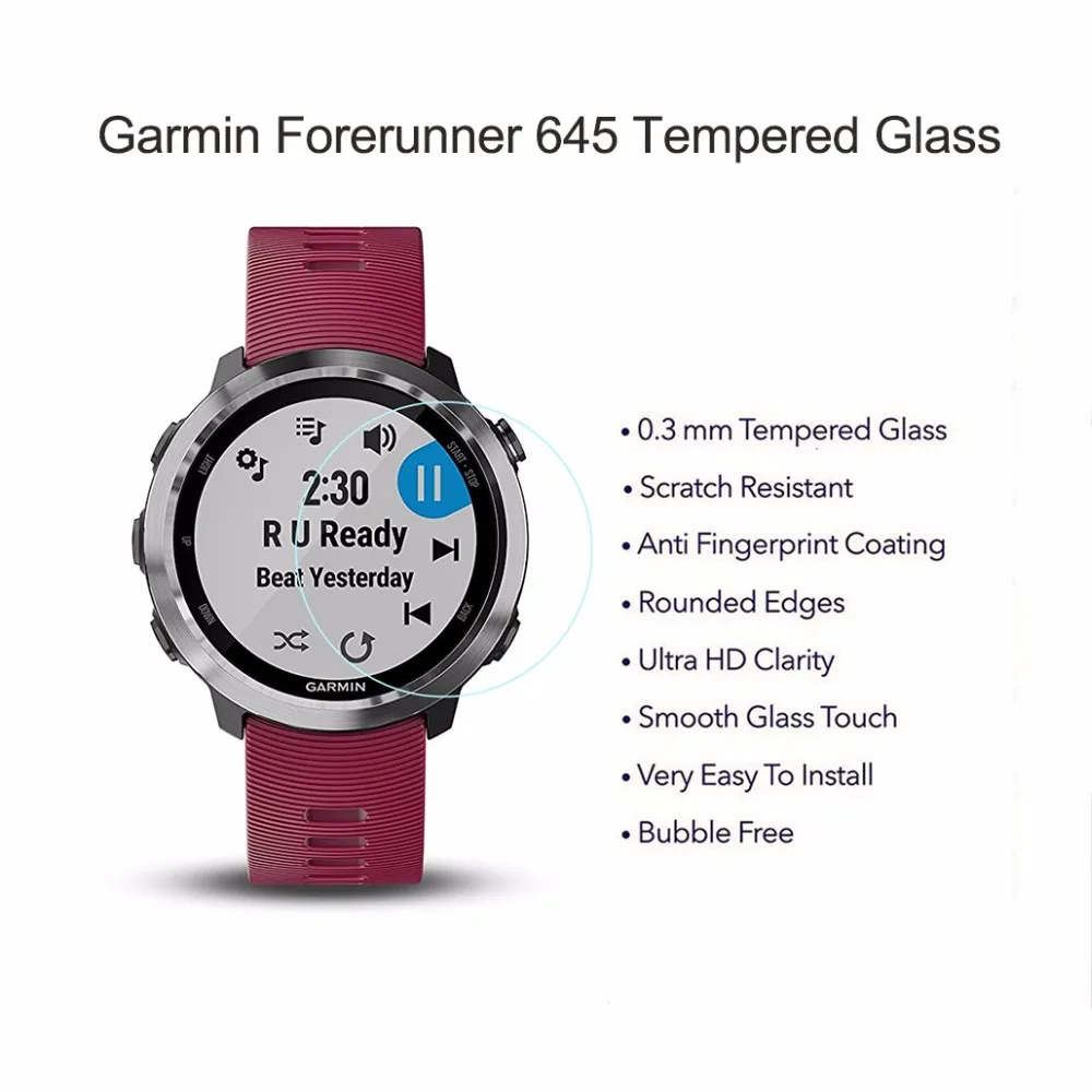 

Protective For Garmin Forerunner 645 Tempered Glass 9H 2.5D Premium Screen Protector Film For Garmin Forerunner645 SmartWatch