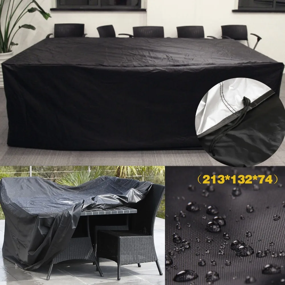 

Black Waterproof Outdoor Patio Garden Furniture Covers Rain Snow Chair covers for Sofa Table Chair Dust Proof Cover 213*132*74cm