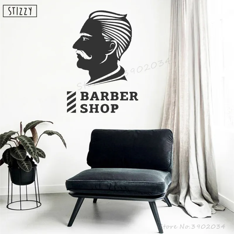 Настенная Наклейка stizzy Barbershop знак настенные наклейки для мужчин Салон стрижка