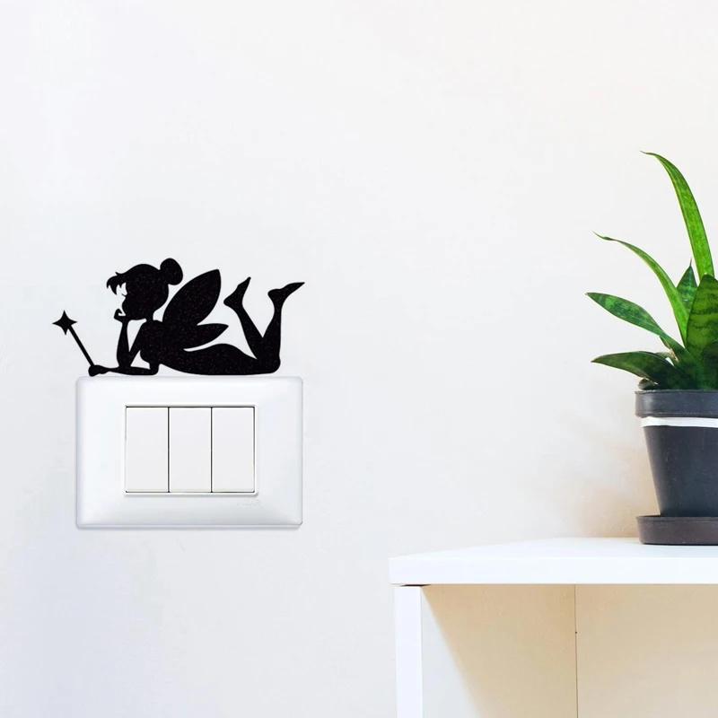 KUCADA Black Creative fairy DIY Wall Stickers Switch Sticker Home Decoration Wallpaper JG1880 | Дом и сад