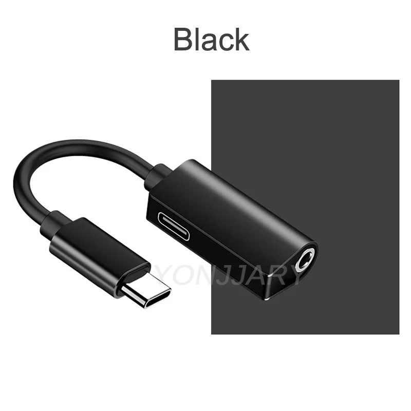 2 в 1 usb type C штекер 3,5 мм AUX разъем для наушников адаптер для huawei mate 20 P30 Pro аудио кабель конвертер для Xiaomi Mi 8 9 SE - Цвет: Черный