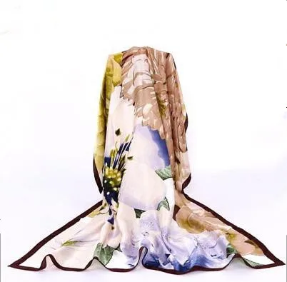 

100% Шелковый цветочный шарф из мягкой пашмины для женщин высокого качества